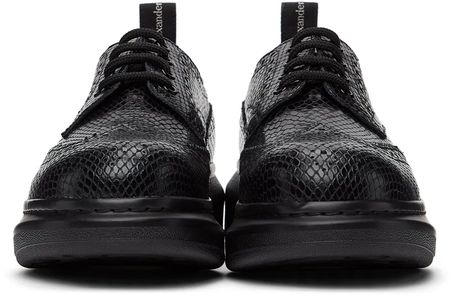 Alexander McQueen Black Croc Lace-Up Brogues