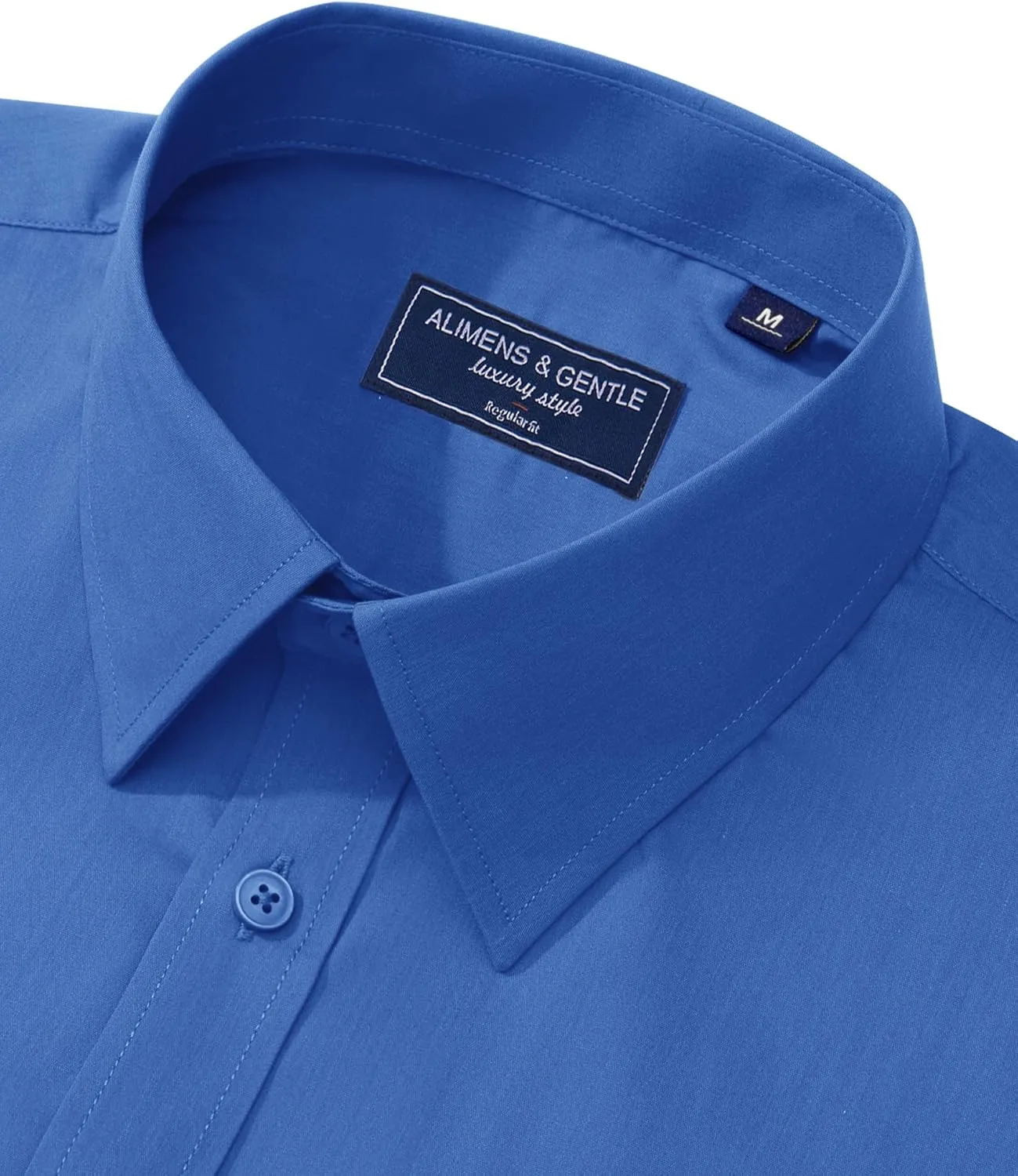 Alimens & Gentle Men's Dress Shirt Regular Fit Stretch Stain Shield Long Sleeve Solid Business Wedding Button Down Shirts