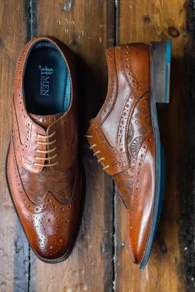 Amen Tan Paisley Etch Brogues