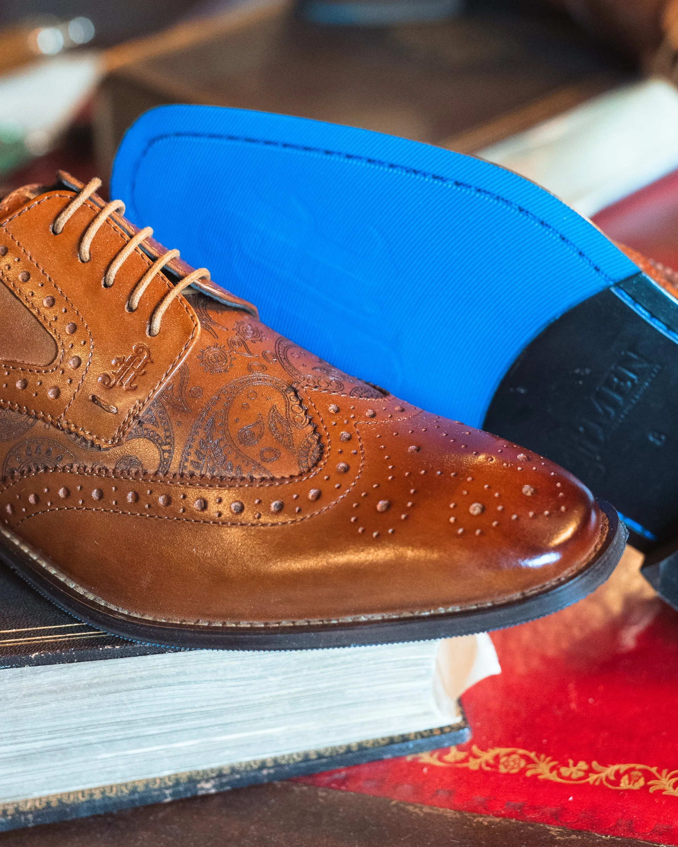Amen Tan Paisley Etch Brogues