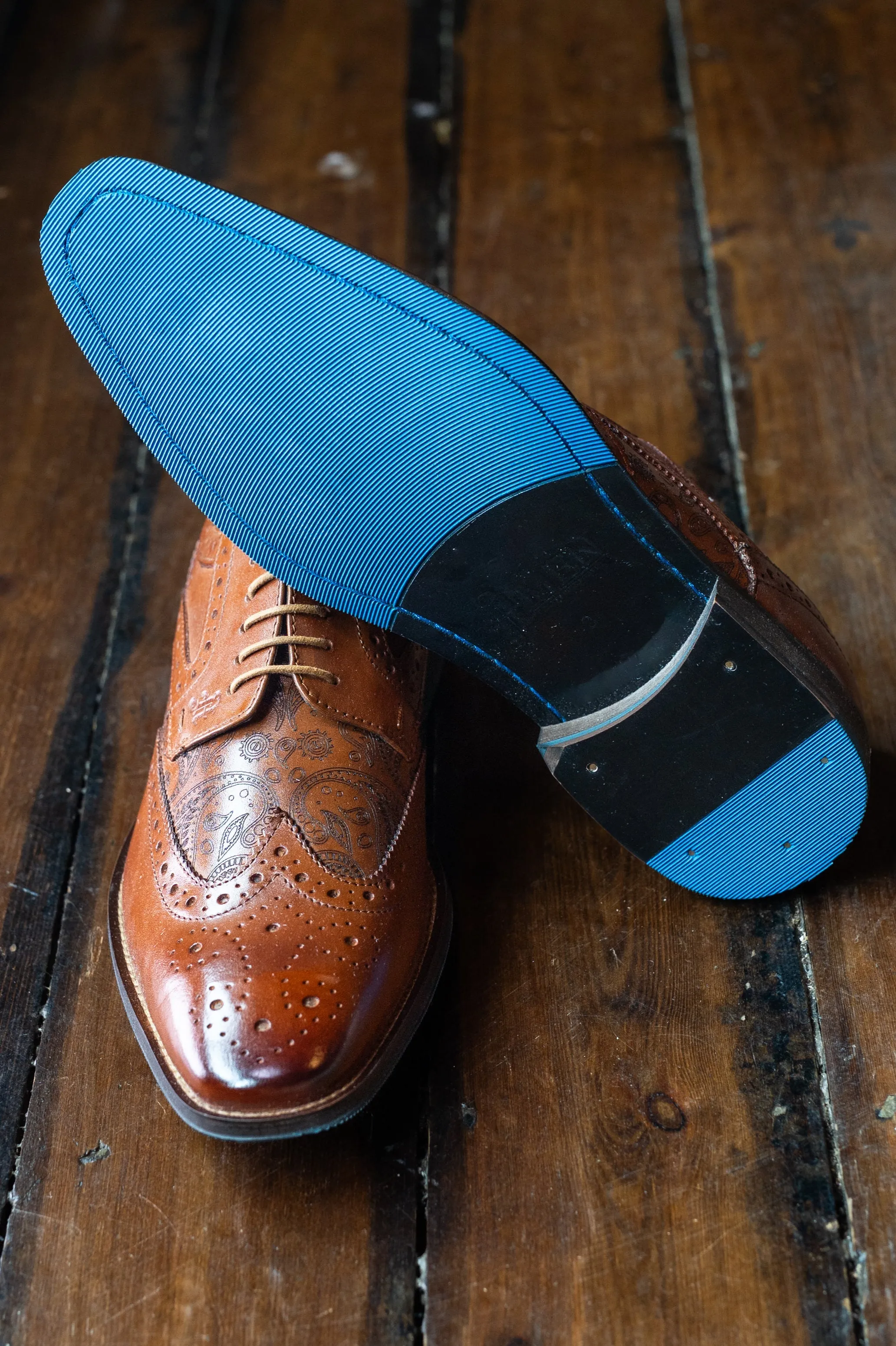 Amen Tan Paisley Etch Brogues