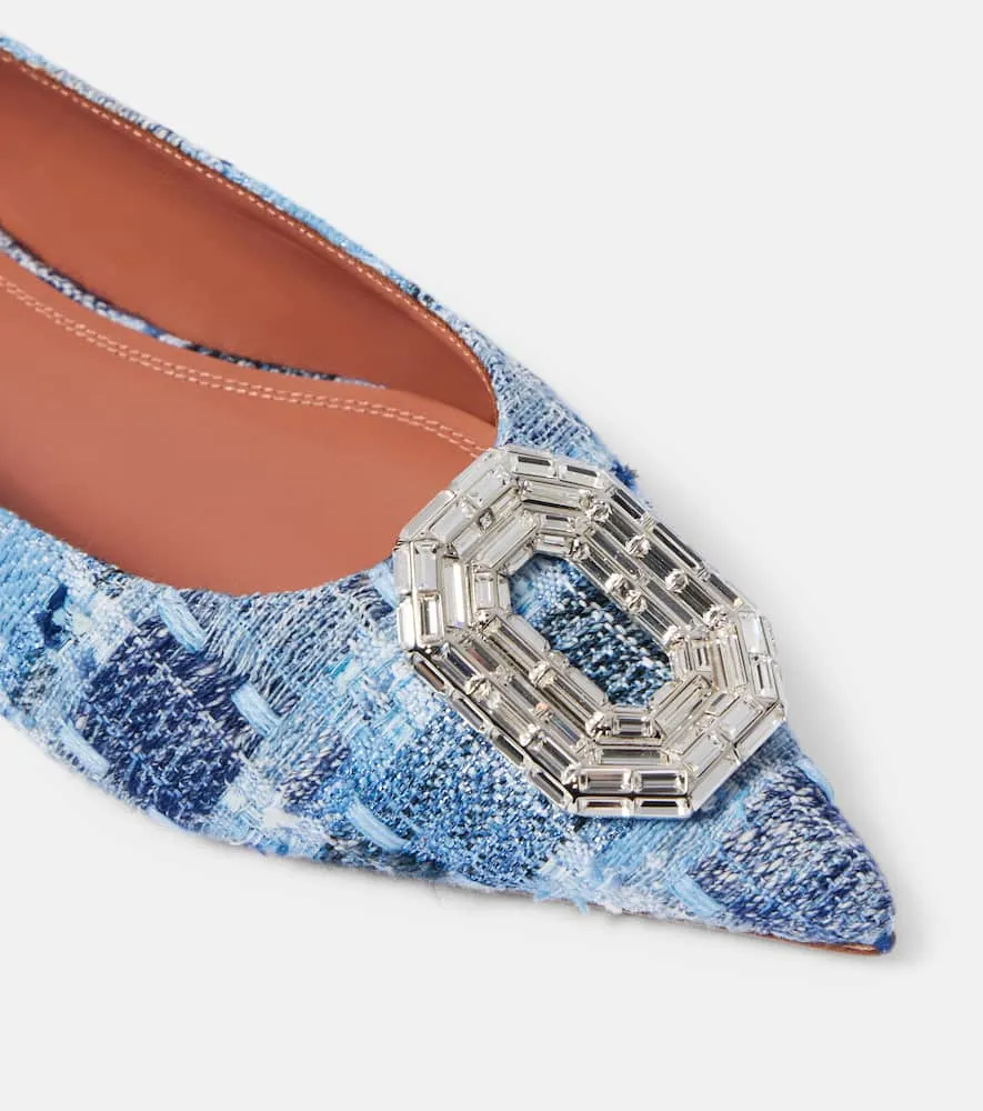 Amina Muaddi Camelia 90 embellished tweed pumps