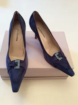 ANA BONILLA BLUE SUEDE HEELS SIZE 5.5/38.5