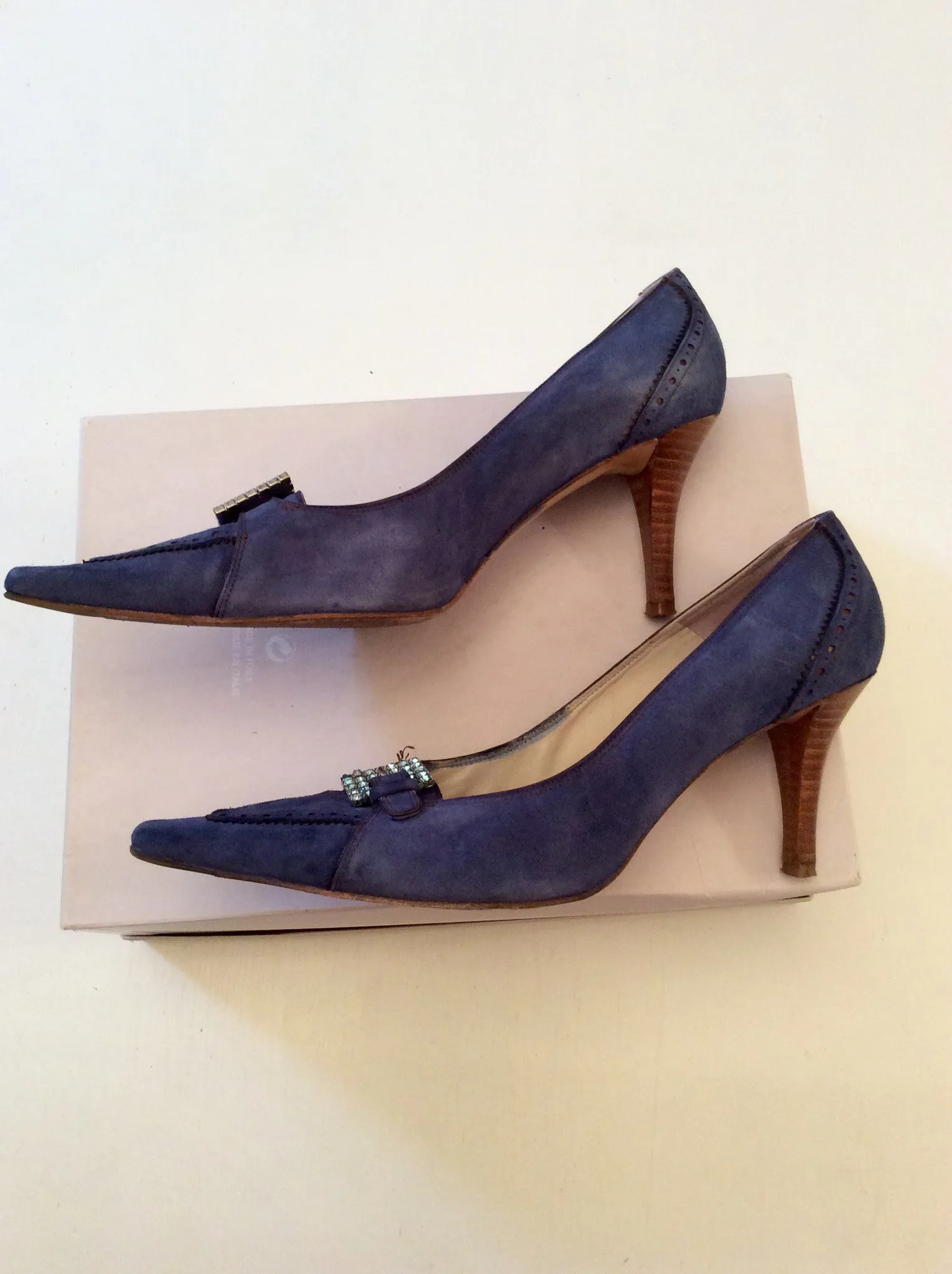 ANA BONILLA BLUE SUEDE HEELS SIZE 5.5/38.5