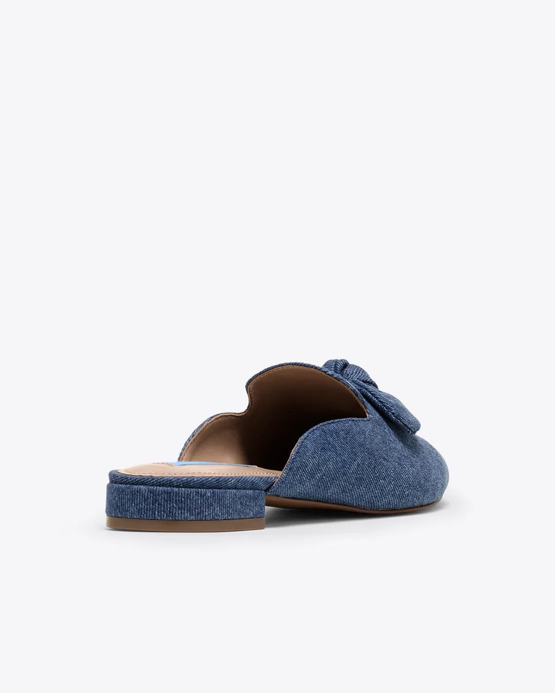 Annalee Bow Slide Flats in Denim