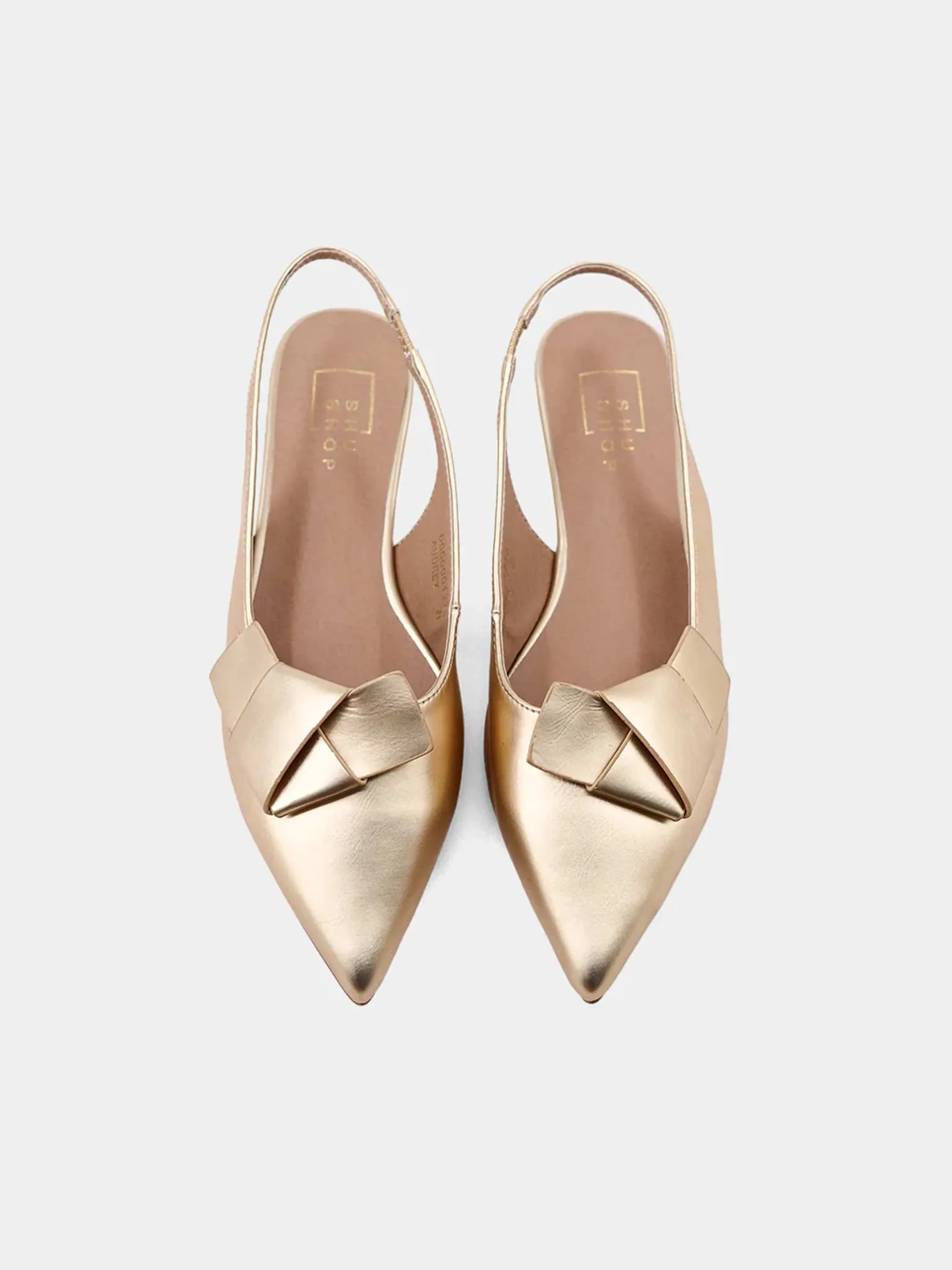 Audrey Slingback Flats in Gold
