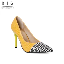 Bigsizeheels Houndstooth spliced pointy heels - yellow
