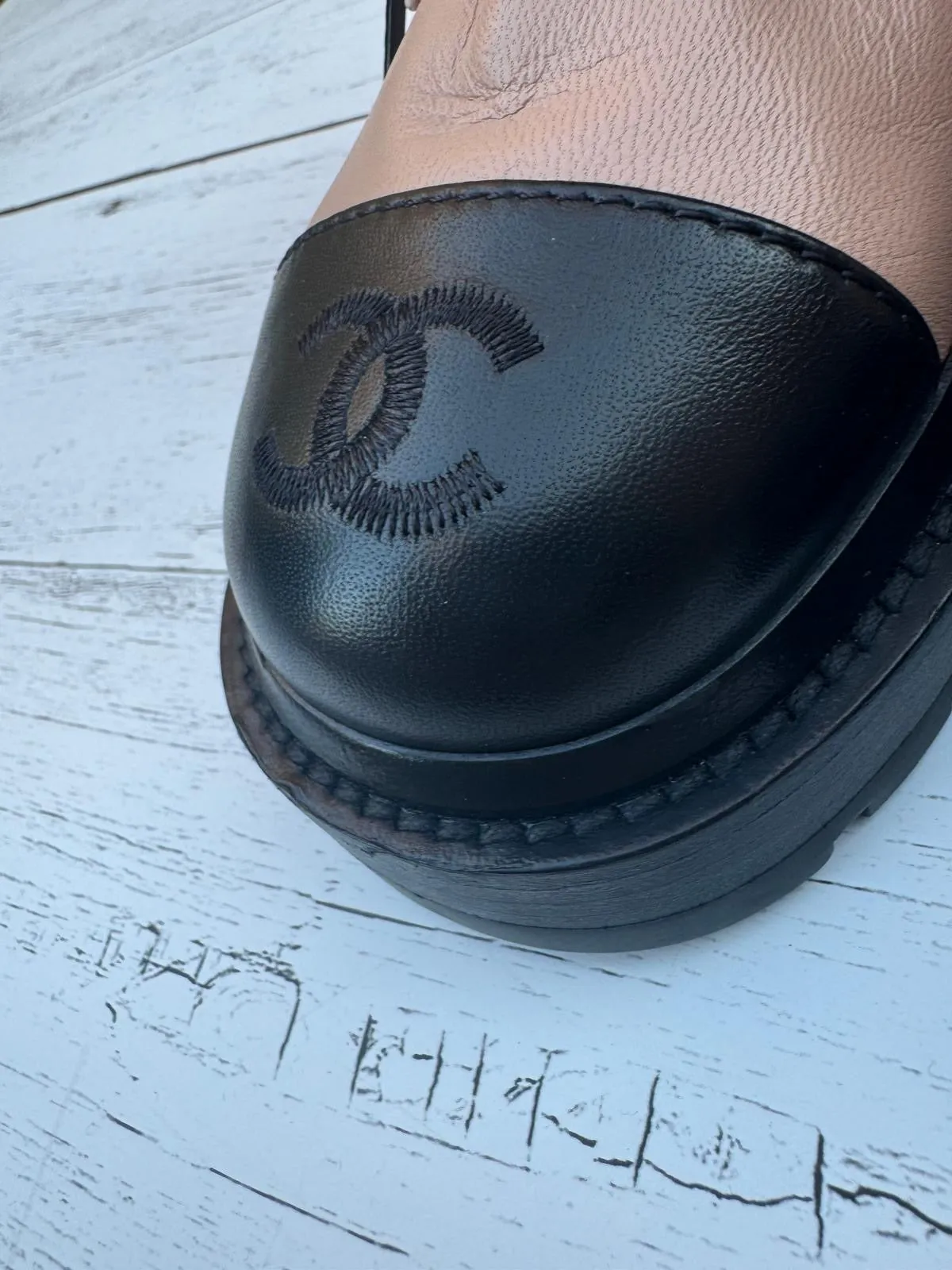 CHANEL QUILTED LAMBSKIN LACE-UP COMBAT BOOTS