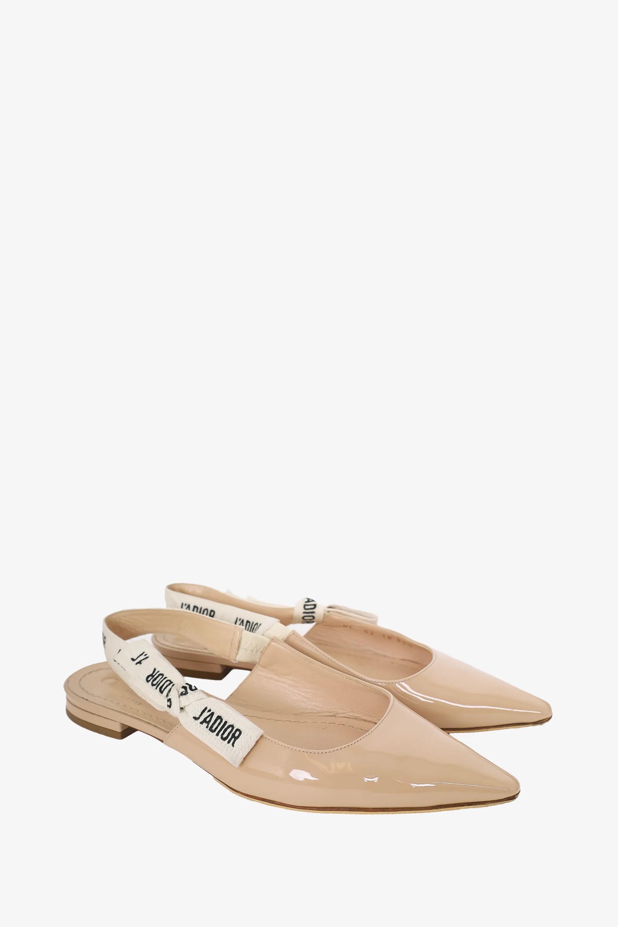 Christian Dior Beige Patent J'Adior Slingback Flats Size 35.5