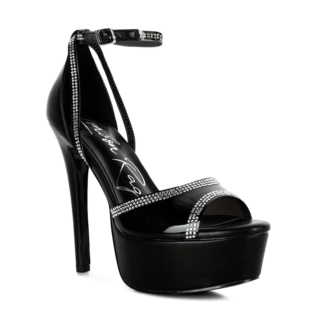 Cinderella Diamante Detail Stiletto Platform Sandals