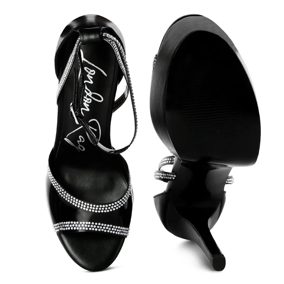 Cinderella Diamante Detail Stiletto Platform Sandals