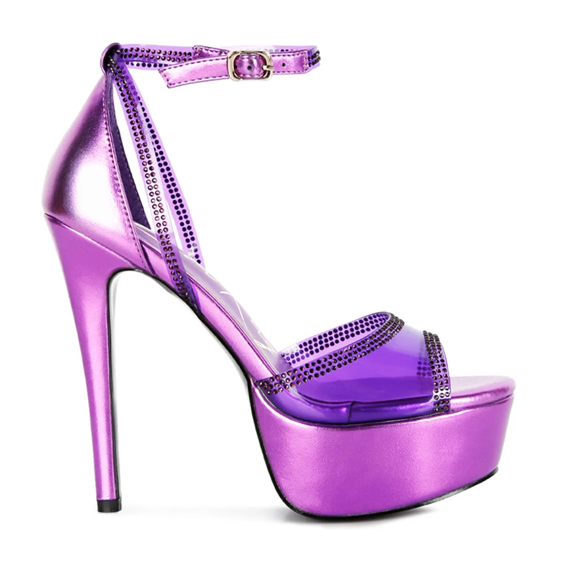 Cinderella Diamante Detail Stiletto Platform Sandals