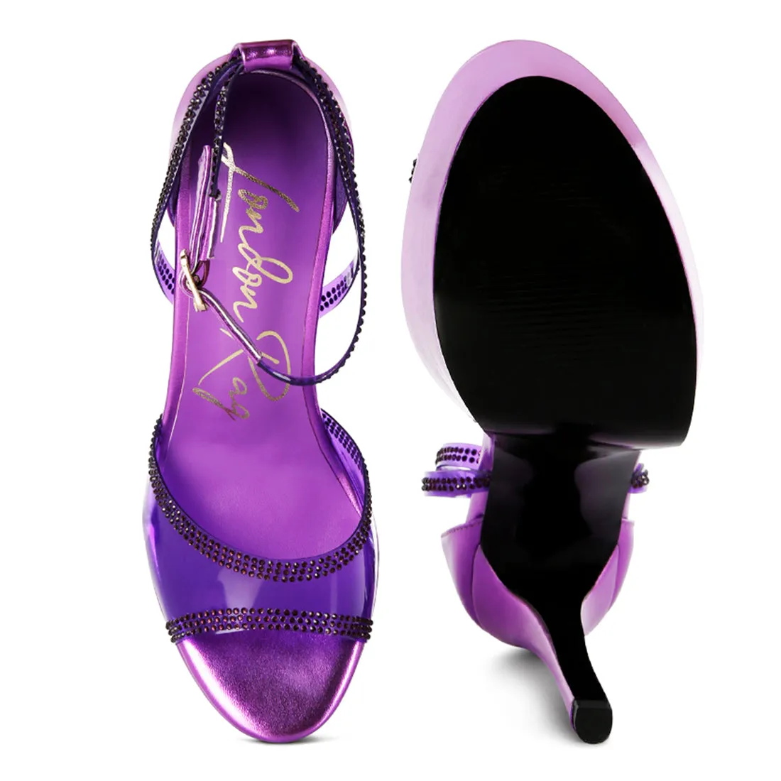 Cinderella Diamante Detail Stiletto Platform Sandals