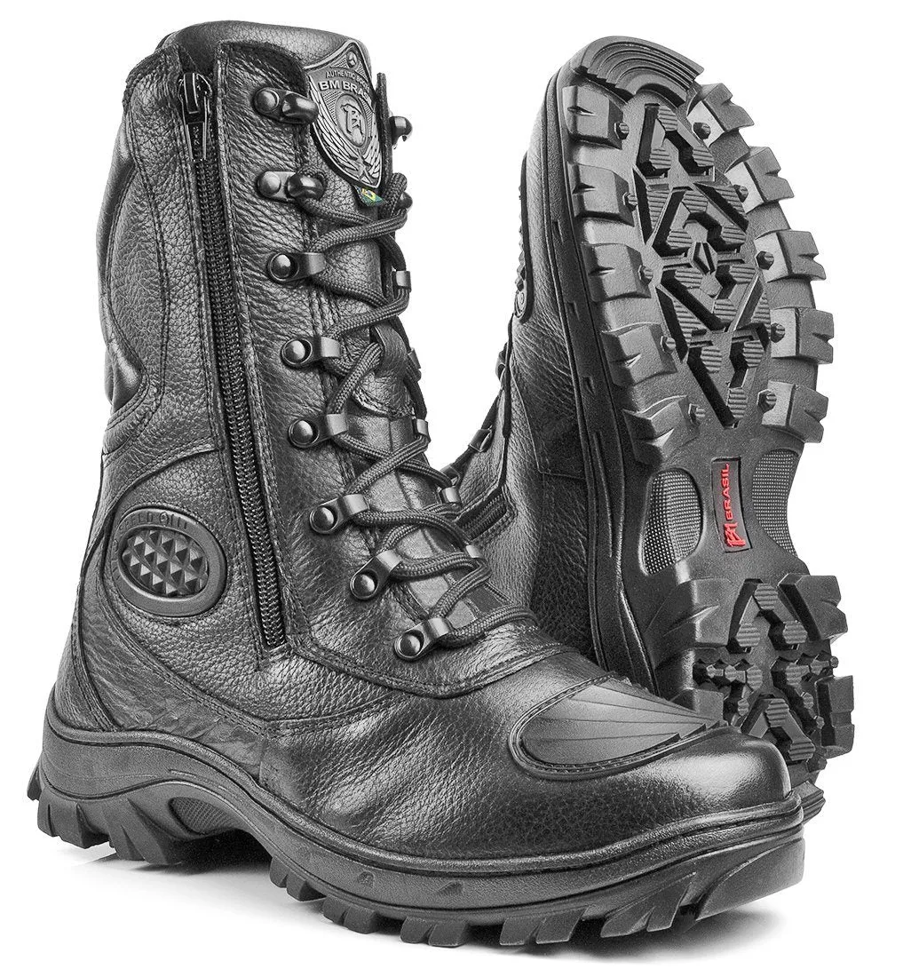 Combat Boots Tactical Black Leather with Zipper