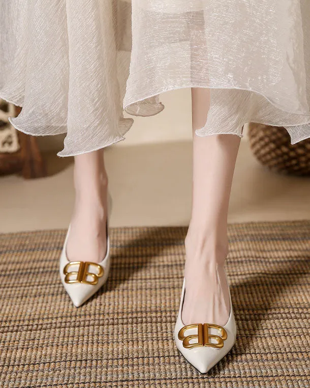 elveswallet Double B buckle pointed toe stiletto high heels