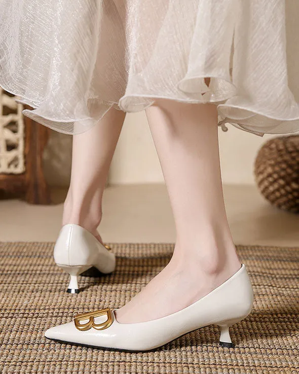 elveswallet Double B buckle pointed toe stiletto high heels