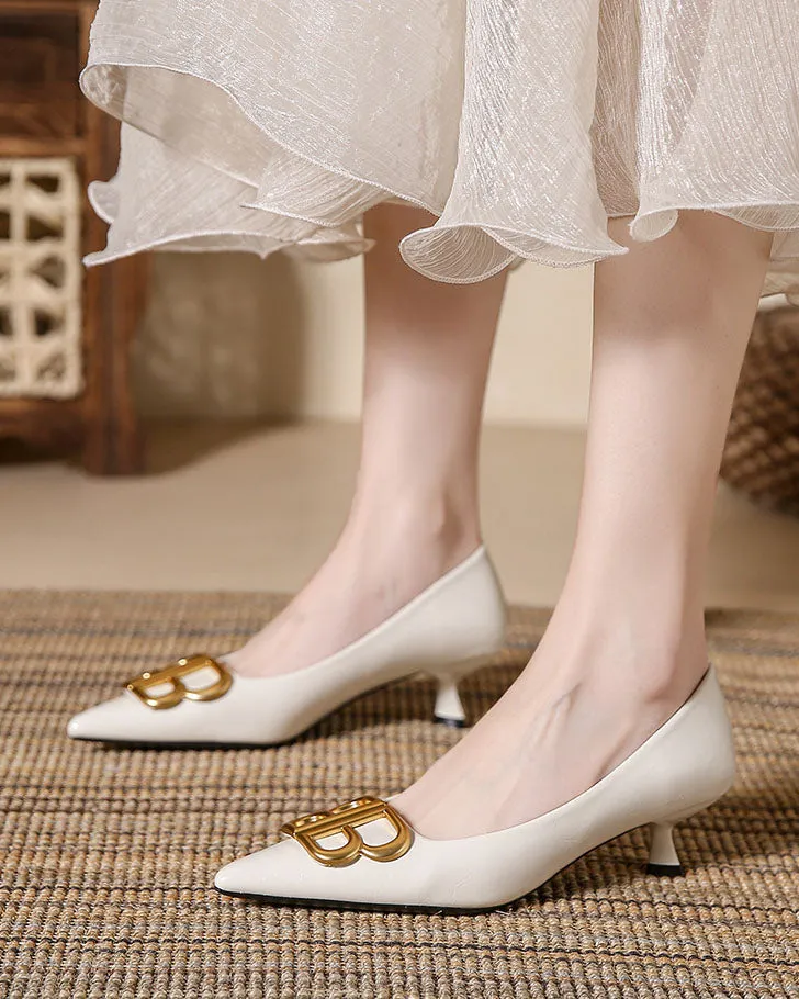 elveswallet Double B buckle pointed toe stiletto high heels