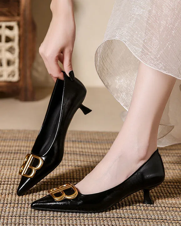 elveswallet Double B buckle pointed toe stiletto high heels