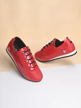 Ferrari Red Fashion Color Blocked Lace-Up Sneaker