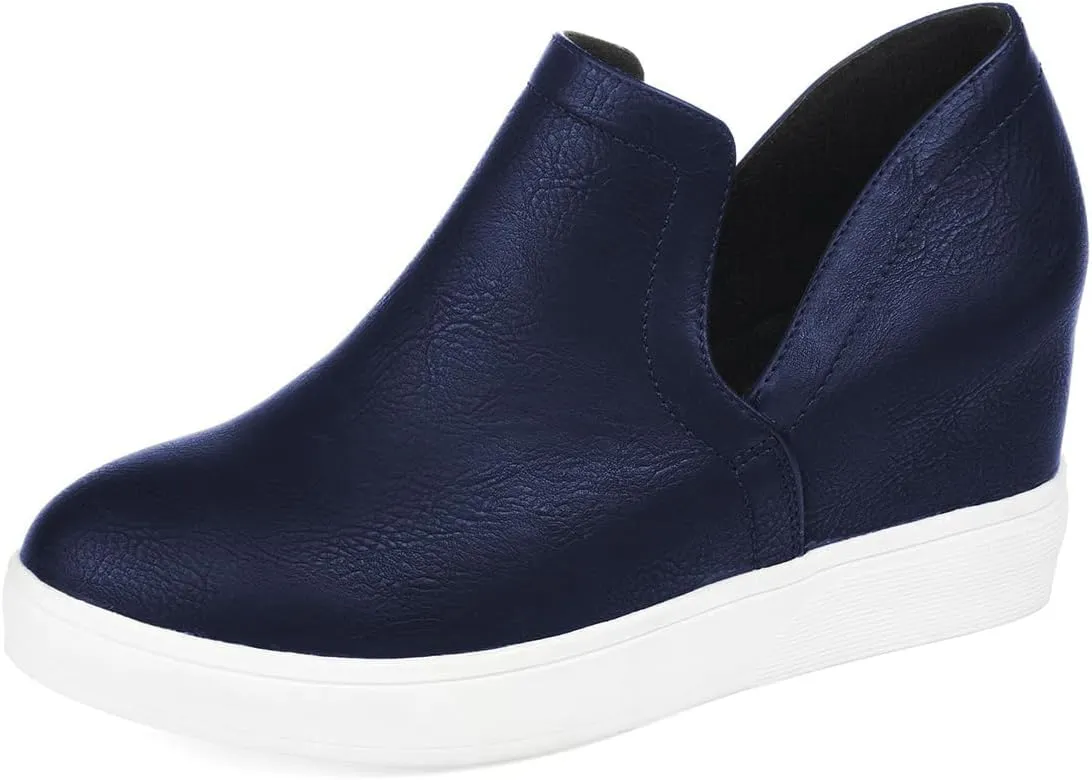 FSJ Women Platform Wedge Sneakers Side V Cut Ankle Booties Closed Toe Slip On Pumps Hidden Heel Summer Sandals Fashion Shoes Size 4-16 US