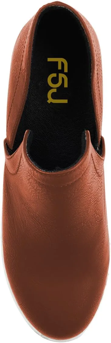 FSJ Women Platform Wedge Sneakers Side V Cut Ankle Booties Closed Toe Slip On Pumps Hidden Heel Summer Sandals Fashion Shoes Size 4-16 US