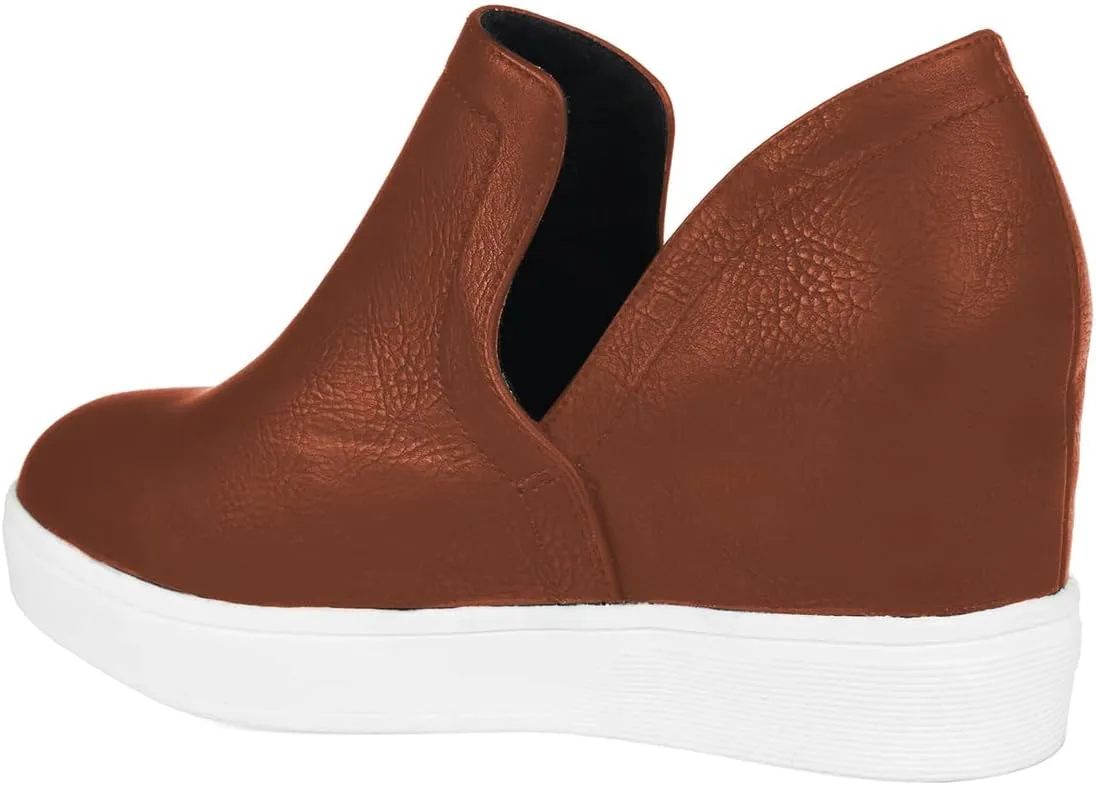 FSJ Women Platform Wedge Sneakers Side V Cut Ankle Booties Closed Toe Slip On Pumps Hidden Heel Summer Sandals Fashion Shoes Size 4-16 US