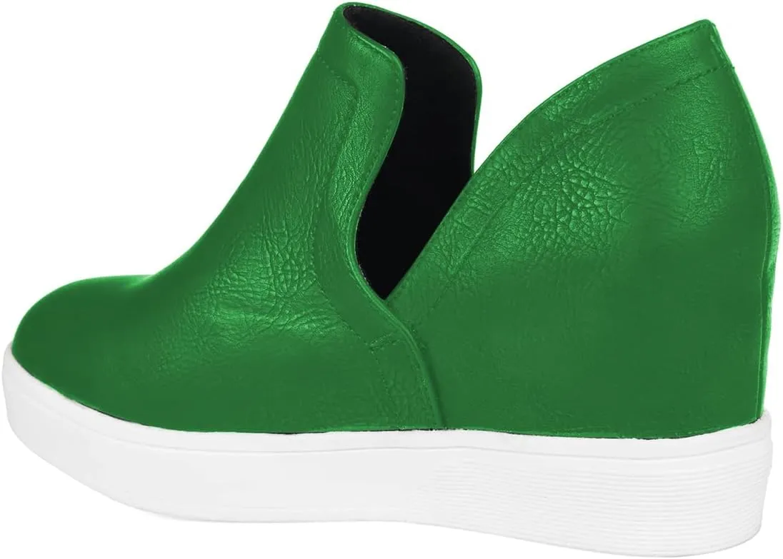 FSJ Women Platform Wedge Sneakers Side V Cut Ankle Booties Closed Toe Slip On Pumps Hidden Heel Summer Sandals Fashion Shoes Size 4-16 US