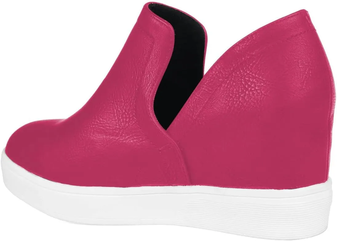 FSJ Women Platform Wedge Sneakers Side V Cut Ankle Booties Closed Toe Slip On Pumps Hidden Heel Summer Sandals Fashion Shoes Size 4-16 US