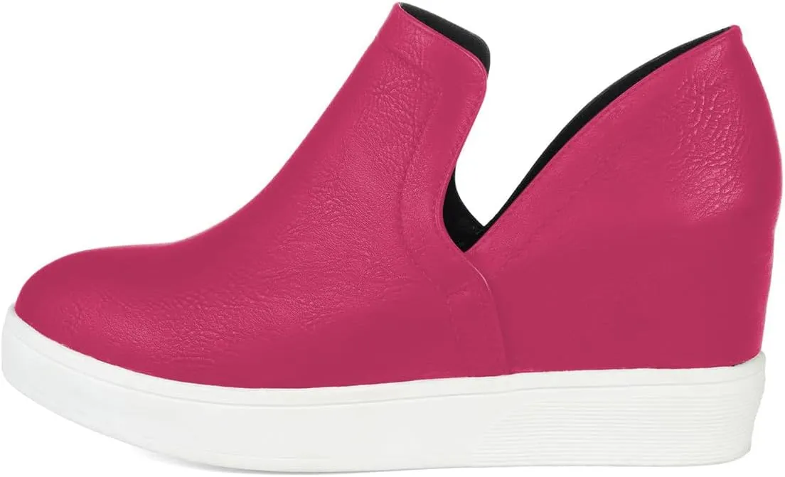 FSJ Women Platform Wedge Sneakers Side V Cut Ankle Booties Closed Toe Slip On Pumps Hidden Heel Summer Sandals Fashion Shoes Size 4-16 US