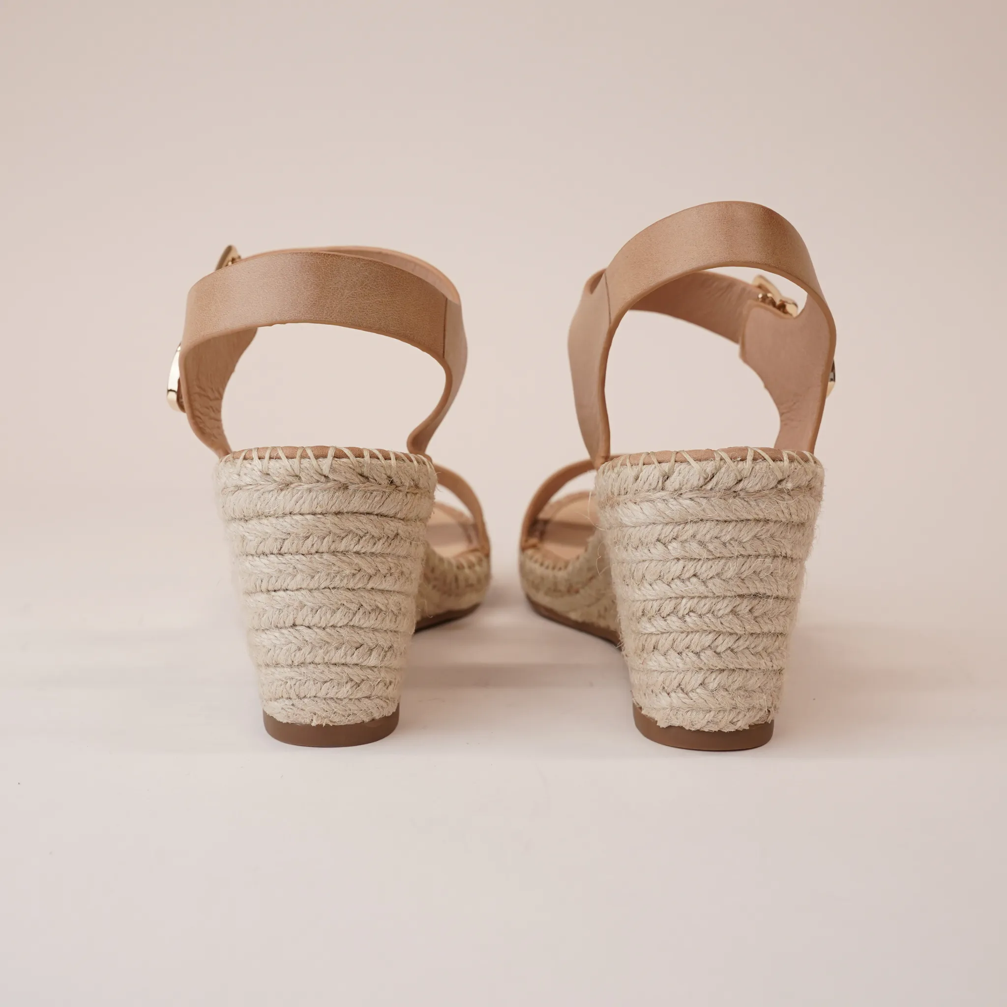 Gabigale Cappuccino Leather Espadrille Wedges