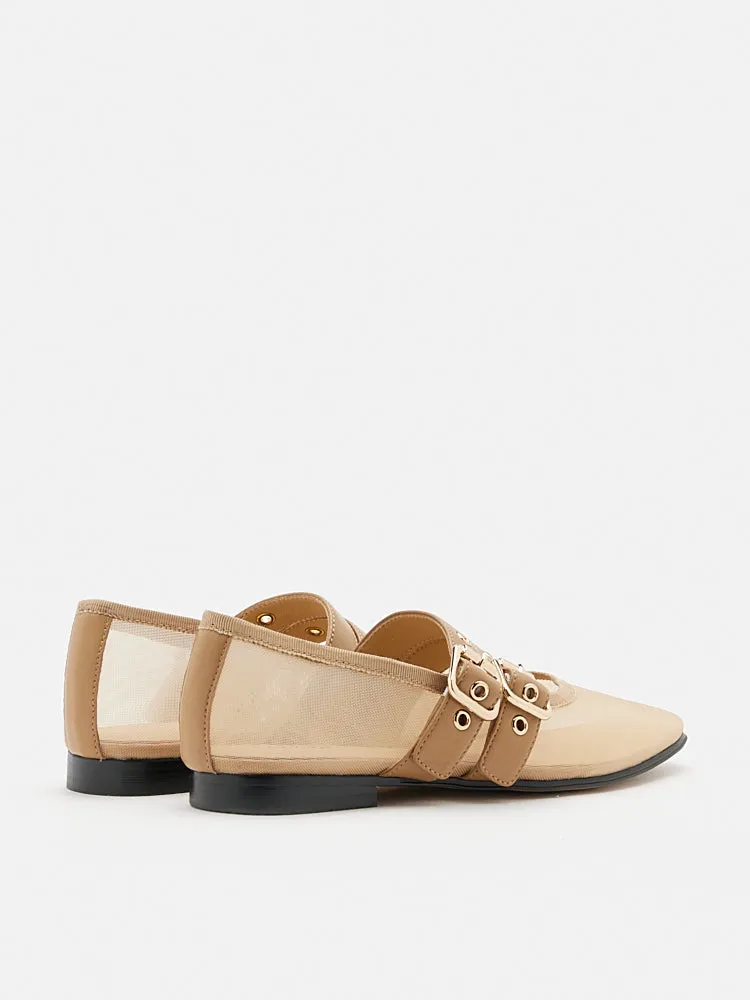 Giselle Mesh Double Buckle Flats