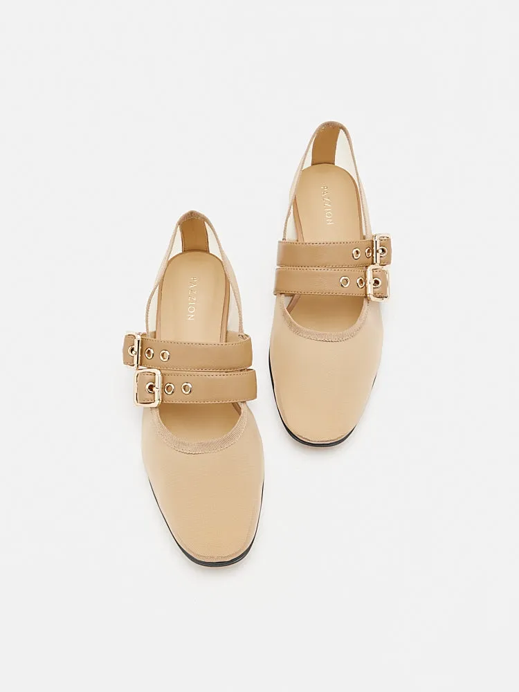 Giselle Mesh Double Buckle Flats