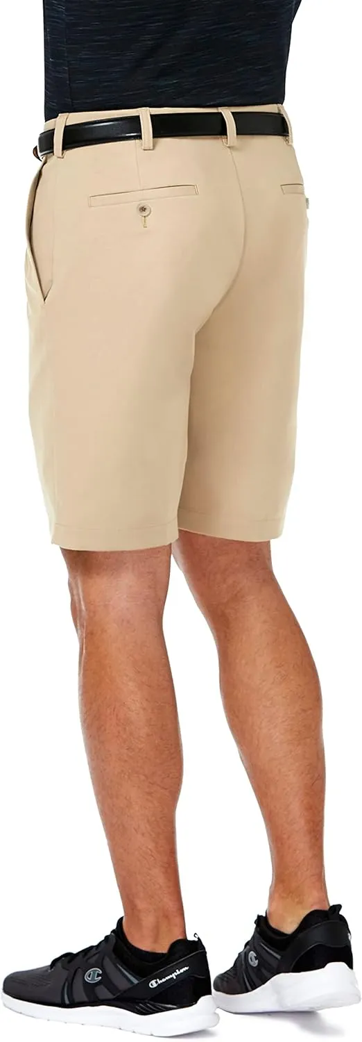 Haggar Men's Cool 18 Pro Straight Fit Pleated Front 4-Way Stretch Expandable Waist Golf Performance Short