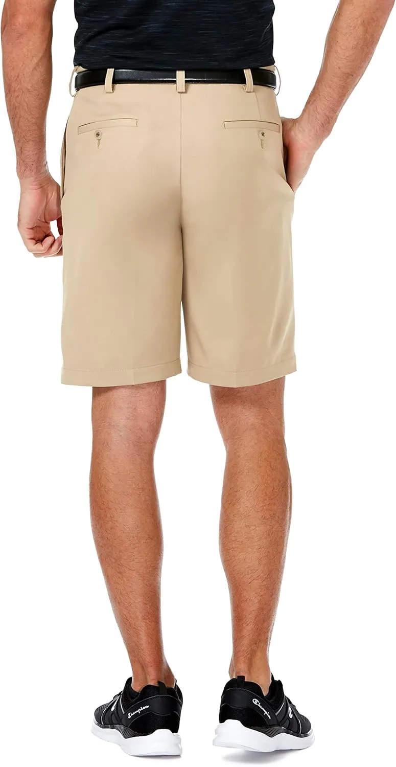 Haggar Men's Cool 18 Pro Straight Fit Pleated Front 4-Way Stretch Expandable Waist Golf Performance Short