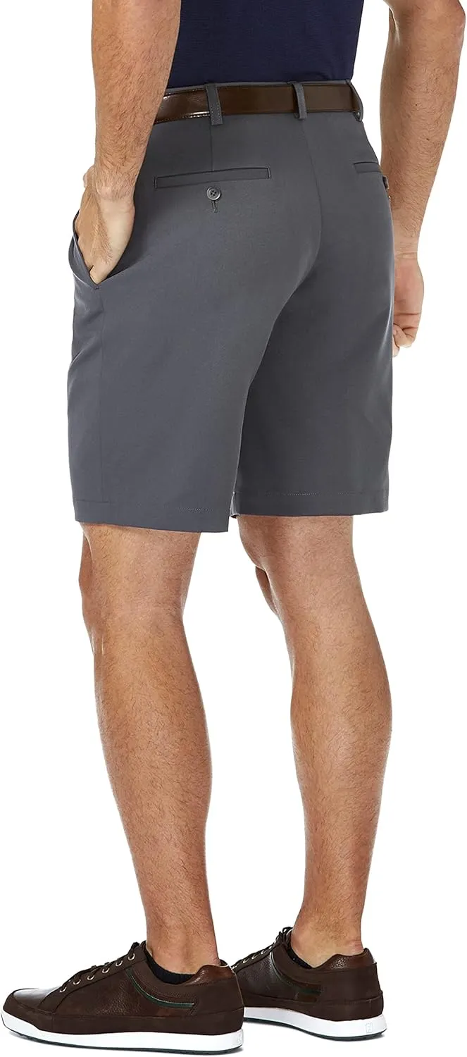 Haggar Men's Cool 18 Pro Straight Fit Pleated Front 4-Way Stretch Expandable Waist Golf Performance Short