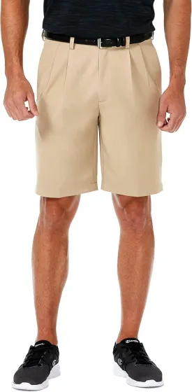Haggar Men's Cool 18 Pro Straight Fit Pleated Front 4-Way Stretch Expandable Waist Golf Performance Short