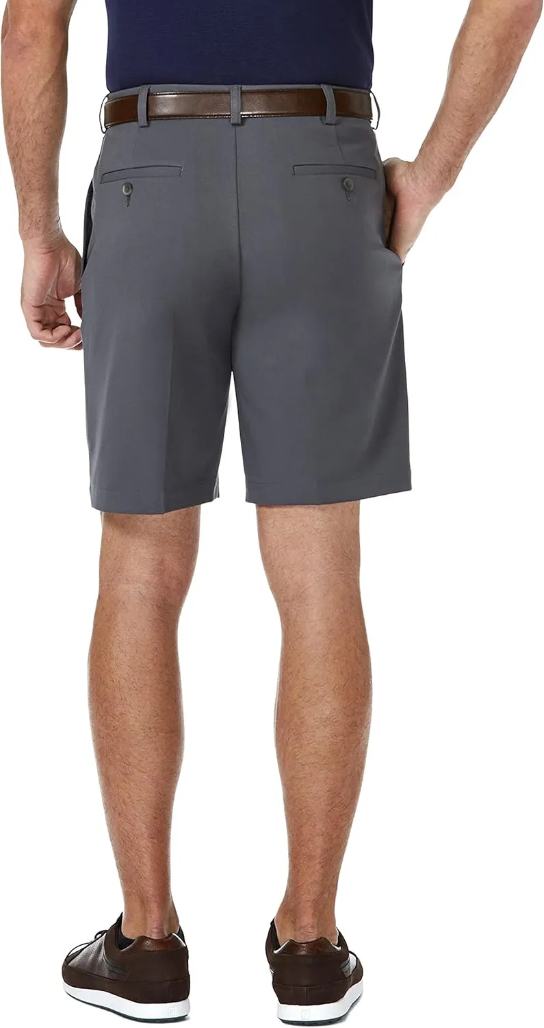 Haggar Men's Cool 18 Pro Straight Fit Pleated Front 4-Way Stretch Expandable Waist Golf Performance Short