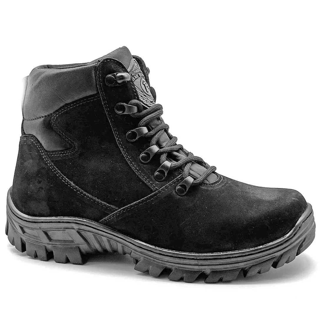 Hiking Boots Black Genuine Leather Combat Military Rock Zipper