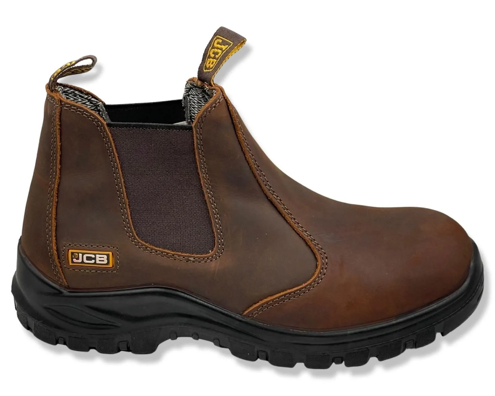 JCB Brown Leather Chelsea Boots NST 2870-OB For Men's