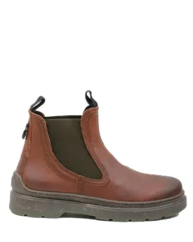 Jeep Men's JM22020A Red Rock Leather Chelsea Boots Cognac Brown Military