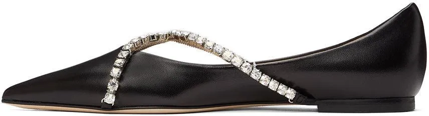 Jimmy Choo Black Leather Genevi Flats