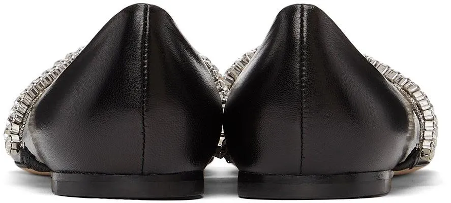 Jimmy Choo Black Leather Genevi Flats