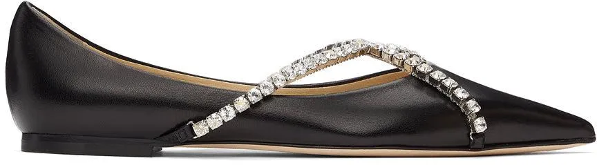 Jimmy Choo Black Leather Genevi Flats