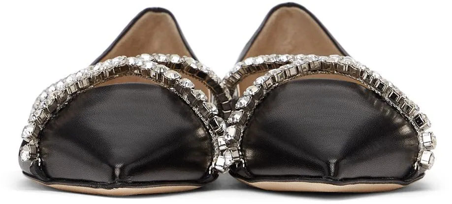 Jimmy Choo Black Leather Genevi Flats