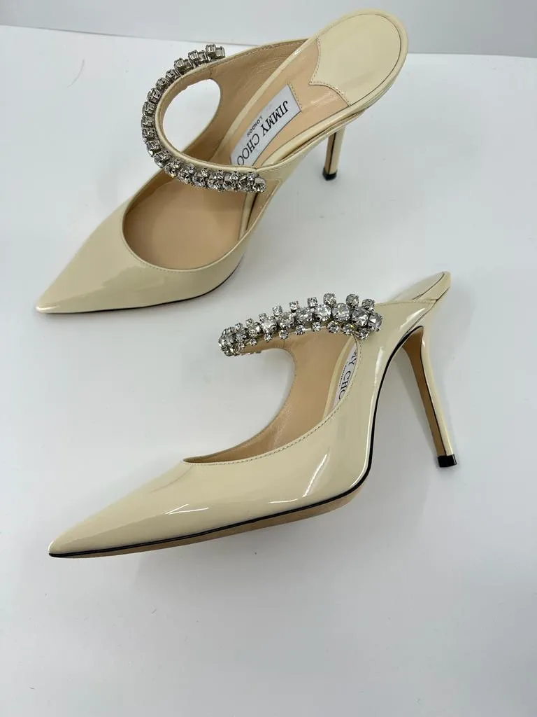 JIMMY CHOO CREAM BING STILETTO MULE PUMPS