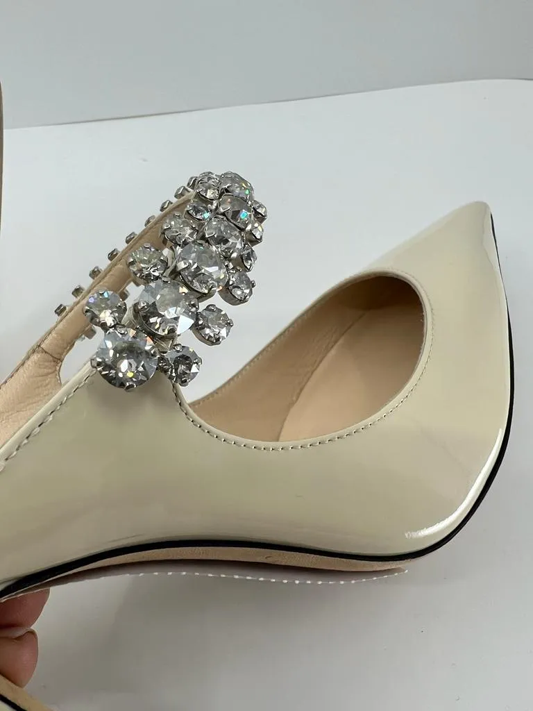 JIMMY CHOO CREAM BING STILETTO MULE PUMPS
