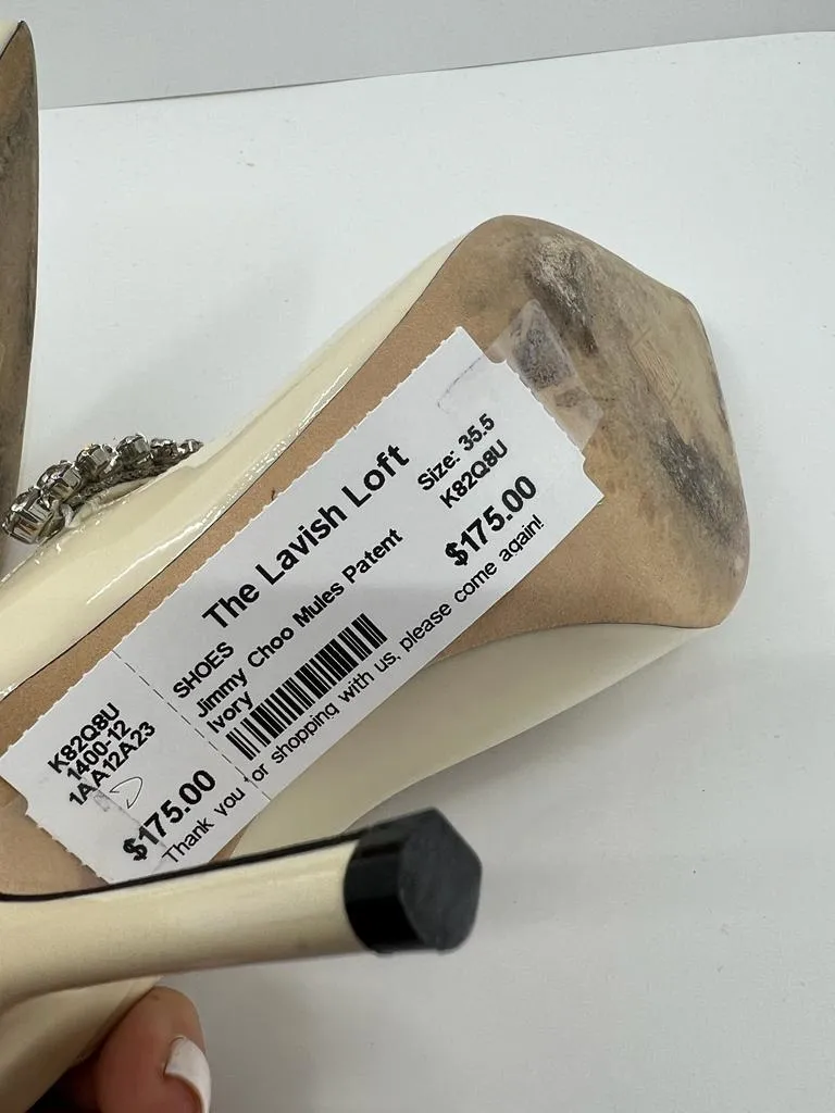 JIMMY CHOO CREAM BING STILETTO MULE PUMPS