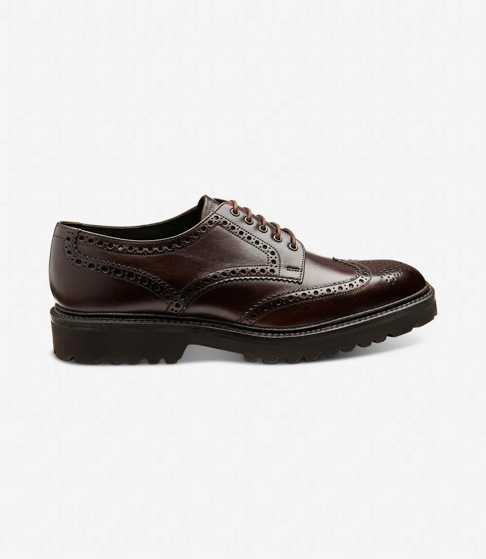 LOAKE PERSEUS DARK BROWN DERBY FULL-BROGUE RUBBER SOLE G-WIDE