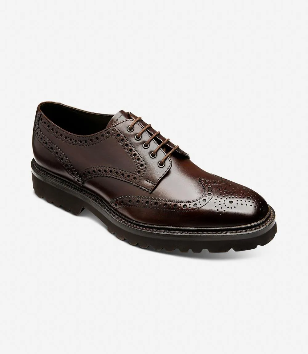 LOAKE PERSEUS DARK BROWN DERBY FULL-BROGUE RUBBER SOLE G-WIDE