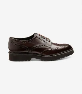LOAKE PERSEUS DARK BROWN DERBY FULL-BROGUE RUBBER SOLE G-WIDE